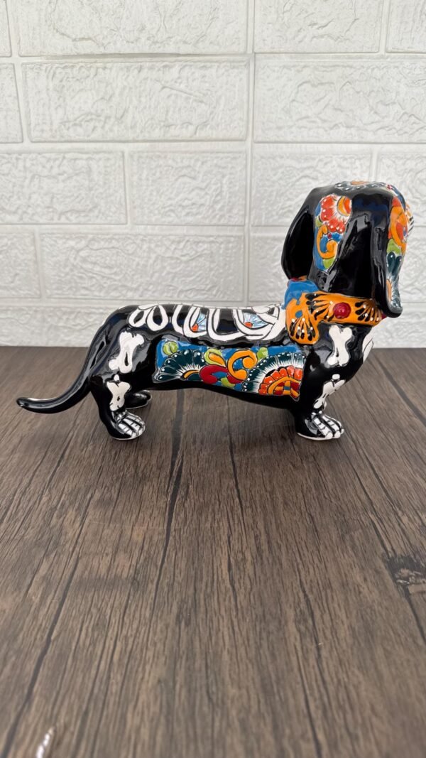 Talavera Dachshund Scupture Ceramic Dog, Talavera Pottery, Puebla Mexican Pottery, Dachshund Statue, Handmade And Hand Painted  Home Decor - Image 4