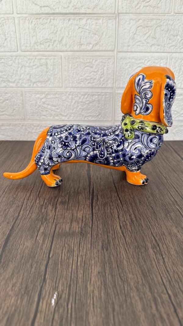 Talavera Dachshund Scupture Ceramic Dog, Talavera Pottery, Puebla Mexican Pottery, Dachshund Statue, Handmade And Hand Painted  Home Decor - Image 5