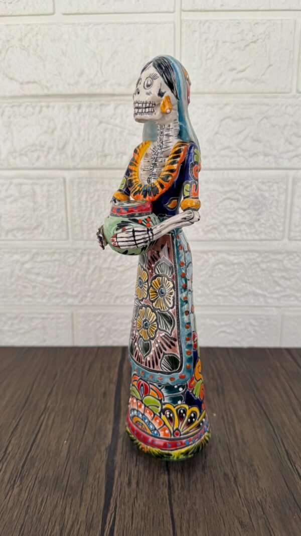 Catrina Handmade Talavera Day of the Dead  Colorful Ceramic Folk Art from Puebla, Mexico Día de los Muertos Skeleton Figurine Wedding Gift - Image 3