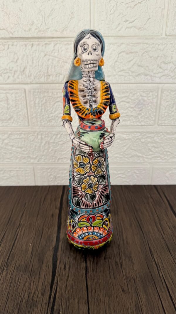 Catrina Handmade Talavera Day of the Dead  Colorful Ceramic Folk Art from Puebla, Mexico Día de los Muertos Skeleton Figurine Wedding Gift - Image 4