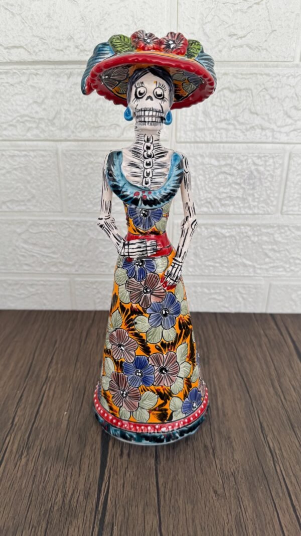Catrina Handmade Talavera Day of the Dead  Colorful Ceramic Folk Art from Puebla, Mexico Día de los Muertos Skeleton Figurine Wedding Gift - Image 4