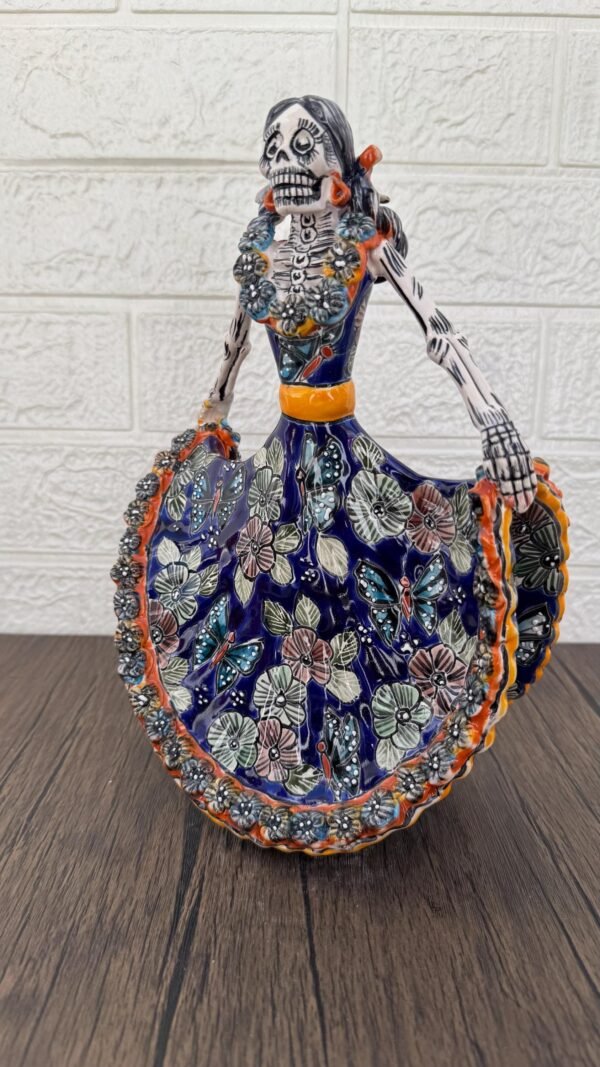 Catrina Handmade Talavera Day of the Dead  Colorful Ceramic Folk Art from Puebla, Mexico Día de los Muertos Skeleton Figurine Wedding Gift - Image 3