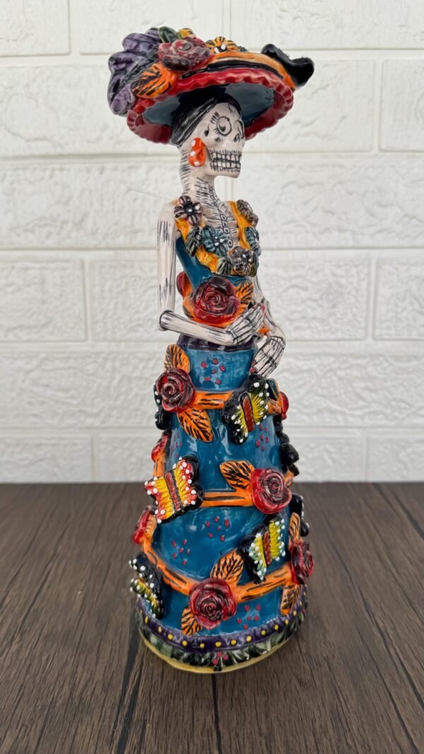 Catrina Handmade Talavera Day of the Dead  Colorful Ceramic Folk Art from Puebla, Mexico Día de los Muertos Skeleton Figurine Wedding Gift - Image 3