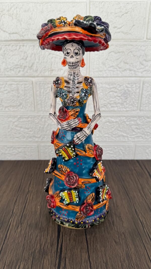 Catrina Handmade Talavera Day of the Dead  Colorful Ceramic Folk Art from Puebla, Mexico Día de los Muertos Skeleton Figurine Wedding Gift - Image 4