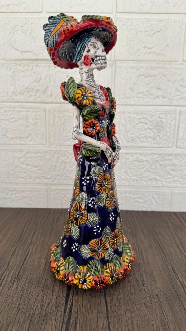 Catrina Handmade Talavera Day of the Dead  Colorful Ceramic Folk Art from Puebla, Mexico Día de los Muertos Skeleton Figurine Wedding Gift - Image 3