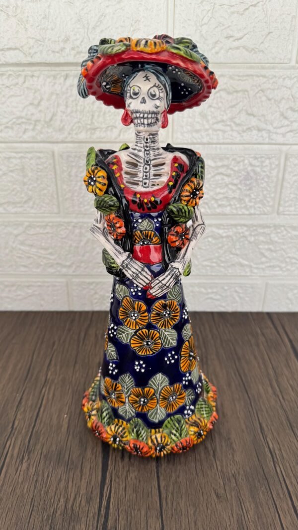 Catrina Handmade Talavera Day of the Dead  Colorful Ceramic Folk Art from Puebla, Mexico Día de los Muertos Skeleton Figurine Wedding Gift - Image 4