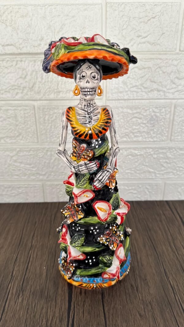 Catrina Handmade Talavera Day of the Dead  Colorful Ceramic Folk Art from Puebla, Mexico Día de los Muertos Skeleton Figurine Wedding Gift - Image 4