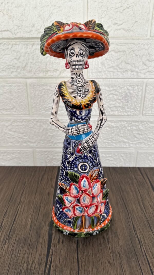 Catrina Handmade Talavera Day of the Dead  Colorful Ceramic Folk Art from Puebla, Mexico Día de los Muertos Skeleton Figurine Wedding Gift - Image 4