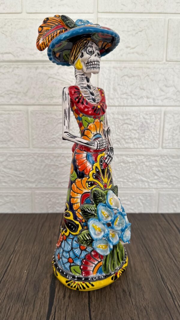 Catrina Handmade Talavera Day of the Dead  Colorful Ceramic Folk Art from Puebla, Mexico Día de los Muertos Skeleton Figurine Wedding Gift - Image 3