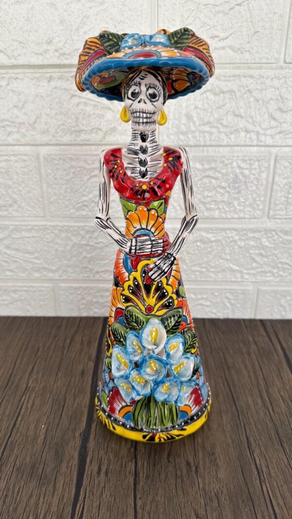 Catrina Handmade Talavera Day of the Dead  Colorful Ceramic Folk Art from Puebla, Mexico Día de los Muertos Skeleton Figurine Wedding Gift - Image 4