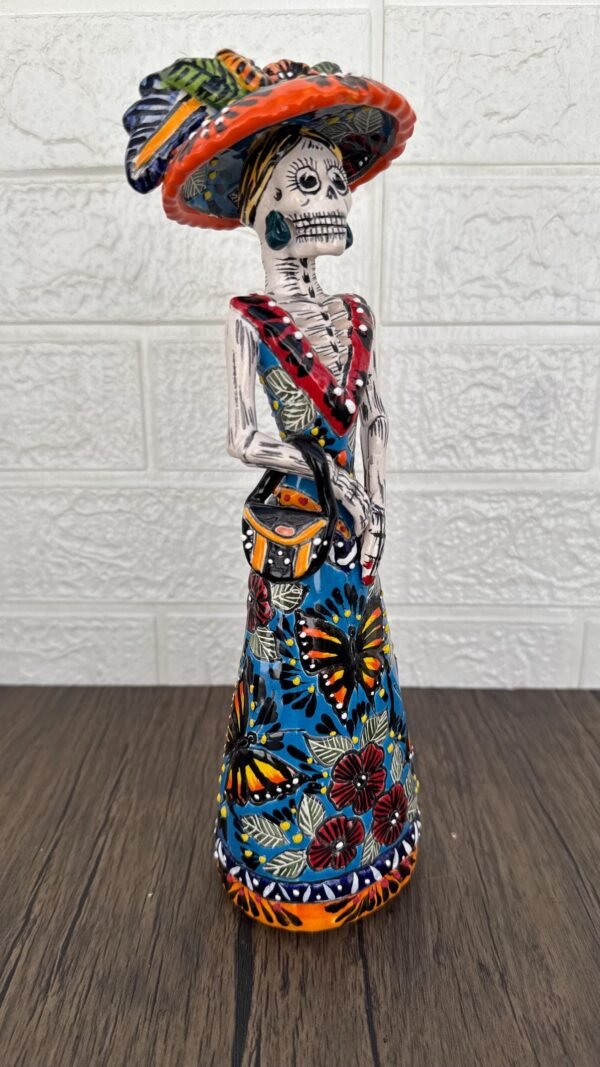 Catrina Handmade Talavera Day of the Dead  Colorful Ceramic Folk Art from Puebla, Mexico Día de los Muertos Skeleton Figurine Wedding Gift - Image 4