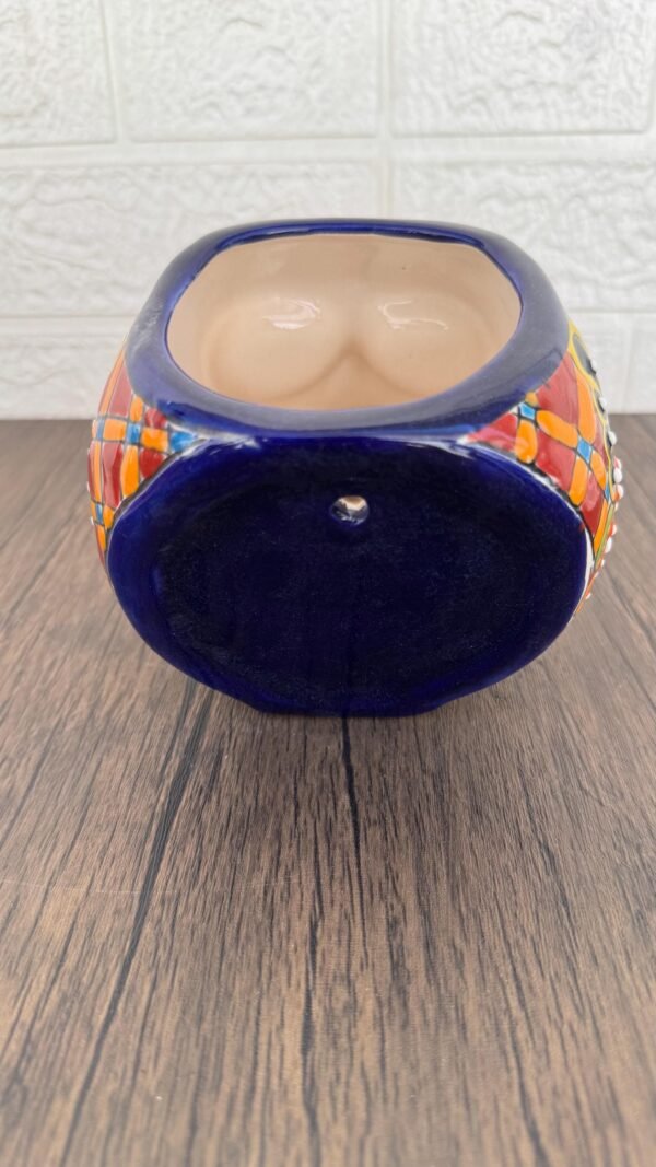 Skull Talavera Flower Vase Pot -Puebla Hand Painted Ceramic, Halloween, Día De Los Muertos Authentic Mexican Decor, Artisan-Crafted Floral - Image 5