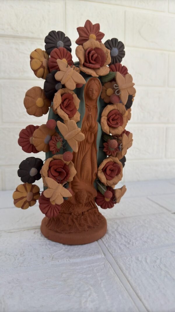 Virgin Mary Handmade Clay Piece, Virgen de Guadalupe  Mexican Decoration, Mary Virgin Sculpture, Metepec Estado de México Virgencita - Image 3