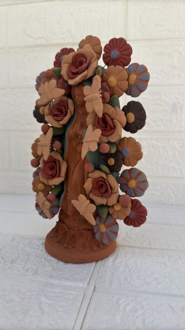 Virgin Mary Handmade Clay Piece, Virgen de Guadalupe  Mexican Decoration, Mary Virgin Sculpture, Metepec Estado de México Virgencita - Image 3
