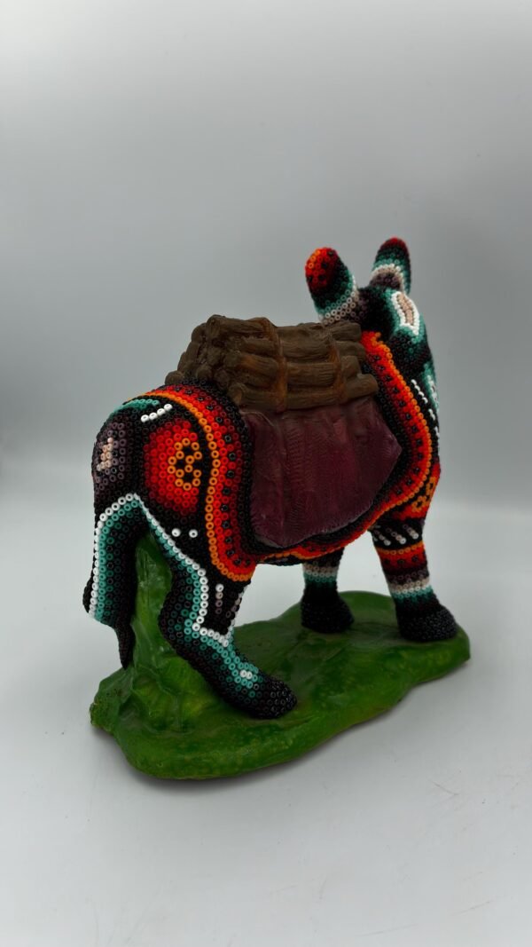 Handmade Huichol Beaded Donkey from Nayarit, Mexico – Burrito Colorful Mexican Folk Art Crucifix Made Of Resin And Beads - Image 3