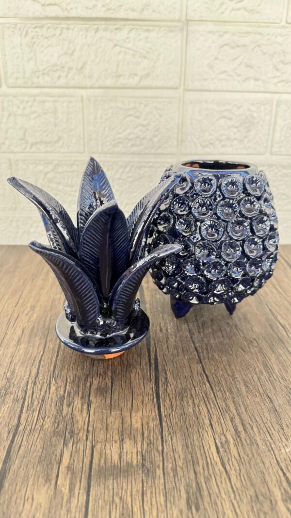 Mexican pottery, Pineapple decor, Mexican decoration, Pineapple sculpture, Glazed clay pineapple, Pottery from Michoacan - Image 3