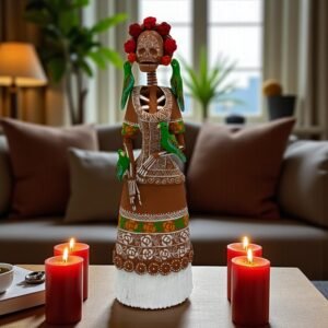Catrina Skull Frida Kahlo Doll, Michoacan Mexico Made by Artisans Day Of The Dead, Human Skeleton, Mexican Decorations, Sugar Skull 13” Tall