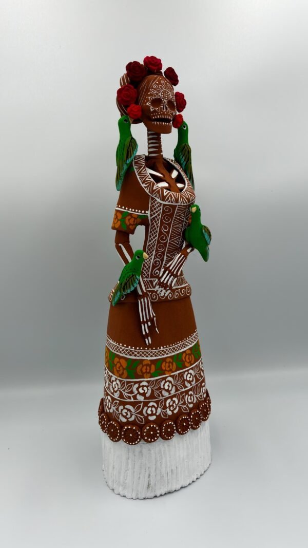 Catrina Skull Frida Kahlo Doll, Michoacan Mexico Made by Artisans Day Of The Dead, Human Skeleton, Mexican Decorations, Sugar Skull 13” Tall - Image 2