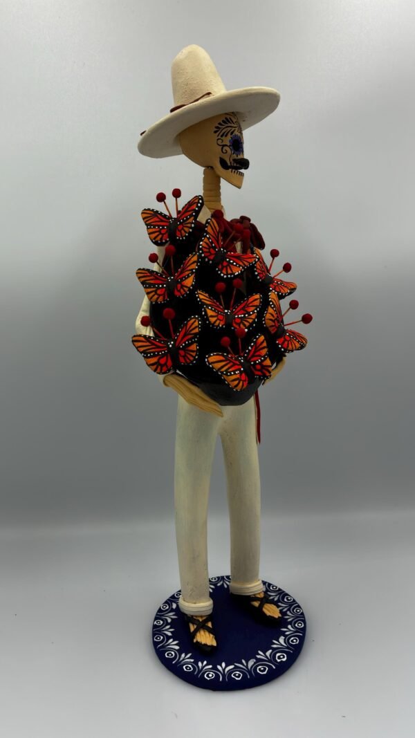 Elegant Catrín Skull  Doll, Michoacan Mexico Made by Artisans Day Of The Dead, Human Skeleton, Mexican Decorations, Sugar Skull 13” Tall - Image 2