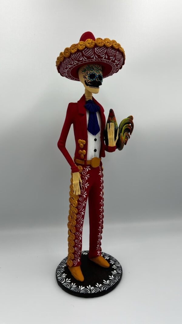 Elegant Catrín Skull  Doll, Michoacan Mexico Made by Artisans Day Of The Dead, Human Skeleton, Mexican Decorations, Sugar Skull 13” Tall - Image 2