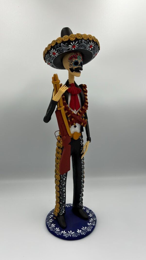 Elegant Catrín Skull  Doll, Michoacan Mexico Made by Artisans Day Of The Dead, Human Skeleton, Mexican Decorations, Sugar Skull 13” Tall - Image 2