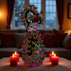 Catrina Skull Frida Kahlo Doll, Michoacan Mexico Made by Artisans Day Of The Dead, Human Skeleton, Mexican Decorations, Sugar Skull 21.6”