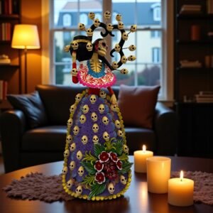 Catrina Skull Frida Kahlo Doll, Michoacan Mexico Made by Artisans Day Of The Dead, Human Skeleton, Mexican Decorations, Sugar Skull 21.6”
