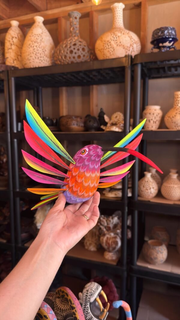 Large Hummingbird Oaxaca Statue Mexican Folk Art Alebrije Sculpture, Wooden  Decoration Figure, Made Of Wood And Carved By Hand 15” Long