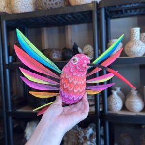 Large Hummingbird Oaxaca Statue Mexican Folk Art Alebrije Sculpture, Wooden  Decoration Figure, Made Of Wood And Carved By Hand 15” Long