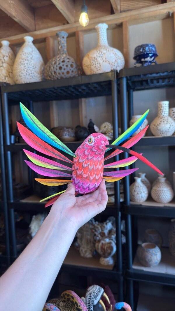 Large Hummingbird Oaxaca Statue Mexican Folk Art Alebrije Sculpture, Wooden  Decoration Figure, Made Of Wood And Carved By Hand 15” Long
