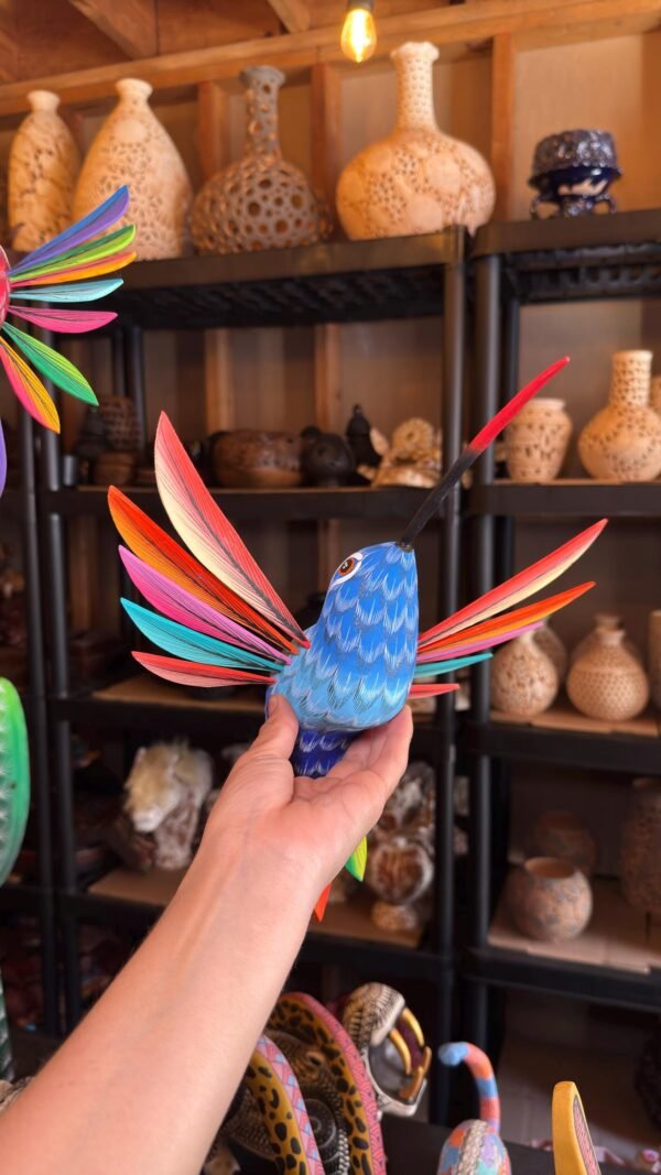 Large Hummingbird Oaxaca Statue Mexican Folk Art Alebrije Sculpture, Wooden  Decoration Figure, Made Of Wood And Carved By Hand 15” Long