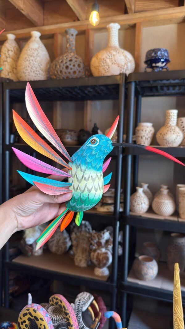 Large Hummingbird Oaxaca Statue Mexican Folk Art Alebrije Sculpture, Wooden  Decoration Figure, Made Of Wood And Carved By Hand 15” Long