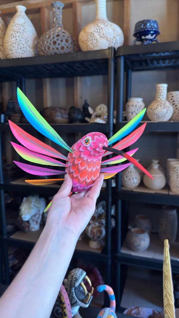 Large Hummingbird Oaxaca Statue Mexican Folk Art Alebrije Sculpture, Wooden  Decoration Figure, Made Of Wood And Carved By Hand 15” Long