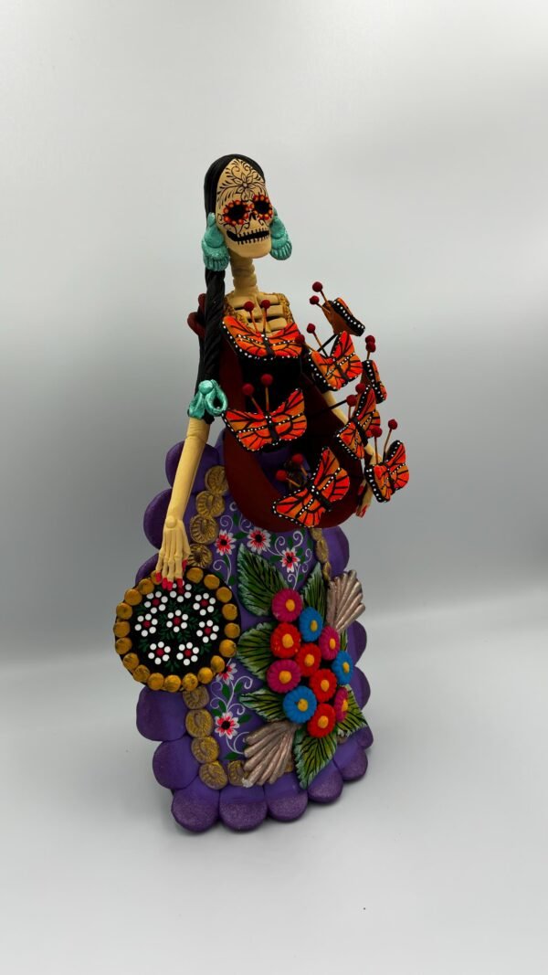 Catrina Skull Frida Kahlo Doll, Michoacan Mexico Made by Artisans Day Of The Dead, Human Skeleton, Mexican Decorations, Sugar Skull 13” Tall - Image 2