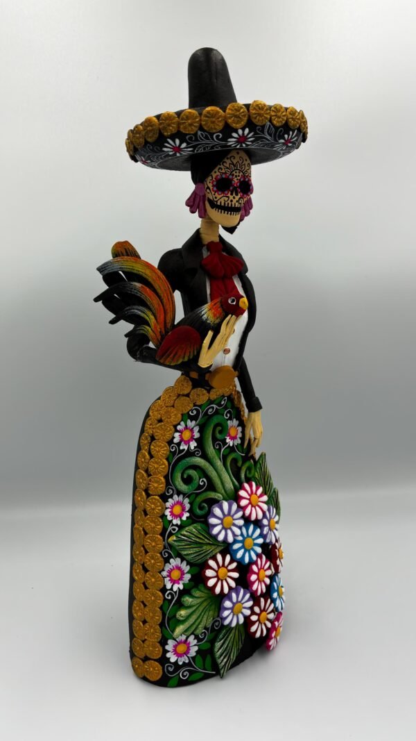 Catrina Skull Frida Kahlo Doll, Michoacan Mexico Made by Artisans Day Of The Dead, Human Skeleton, Mexican Decorations, Sugar Skull 13” Tall - Image 2
