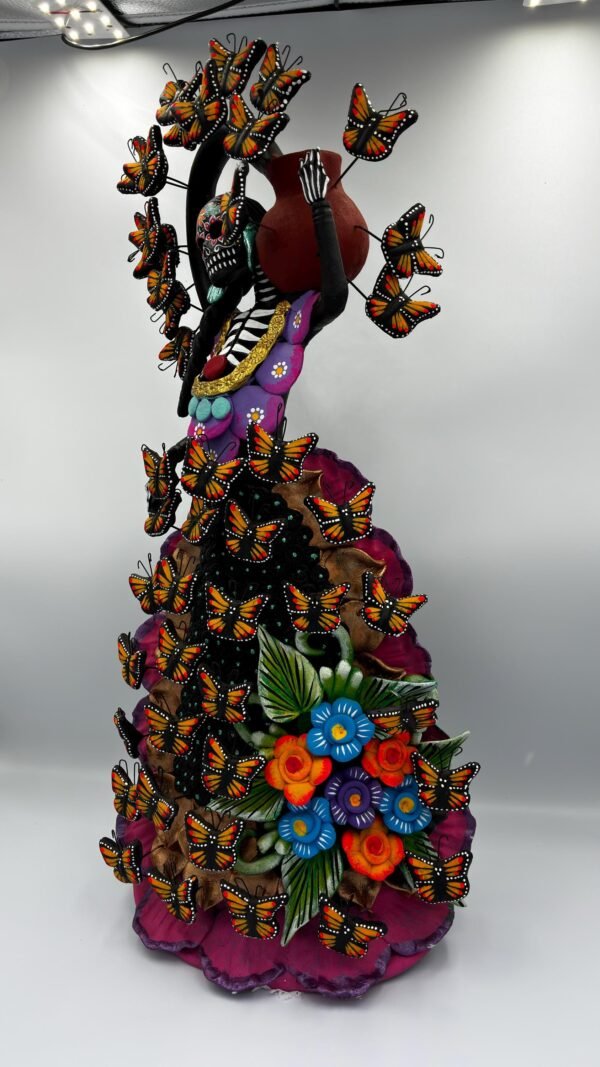 Catrina Skull Frida Kahlo Doll, Michoacan Mexico Made by Artisans Day Of The Dead, Human Skeleton, Mexican Decorations, Sugar Skull 21.6” - Image 2