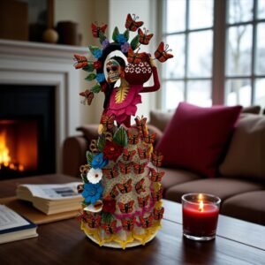Catrina Skull Frida Kahlo Doll, Michoacan Mexico Made by Artisans Day Of The Dead, Human Skeleton, Mexican Decorations, Sugar Skull 21.6”