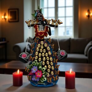 Catrina Skull Frida Kahlo Doll, Michoacan Mexico Made by Artisans Day Of The Dead, Human Skeleton, Mexican Decorations, Sugar Skull 21.6”