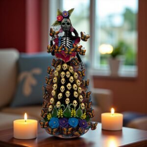 Catrina Skull Frida Kahlo Doll, Michoacan Mexico Made by Artisans Day Of The Dead, Human Skeleton, Mexican Decorations, Sugar Skull 21.6”