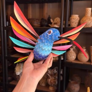 Large Hummingbird Oaxaca Statue Mexican Folk Art Alebrije Sculpture, Wooden  Decoration Figure, Made Of Wood And Carved By Hand 15” Long