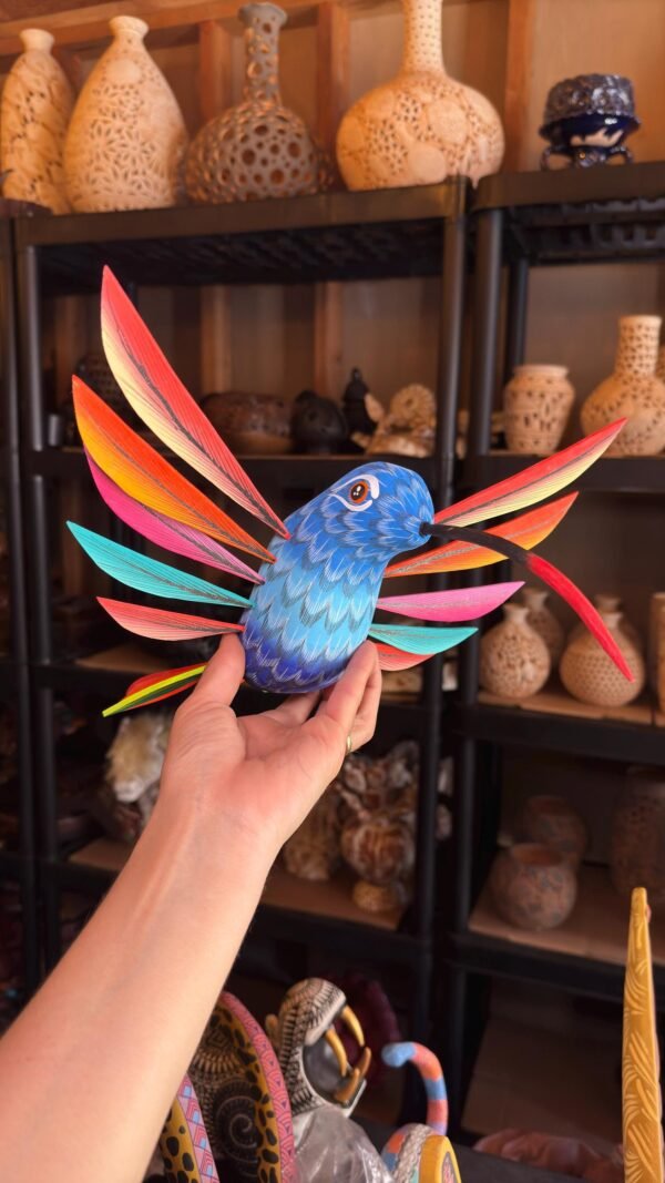 Large Hummingbird Oaxaca Statue Mexican Folk Art Alebrije Sculpture, Wooden  Decoration Figure, Made Of Wood And Carved By Hand 15” Long