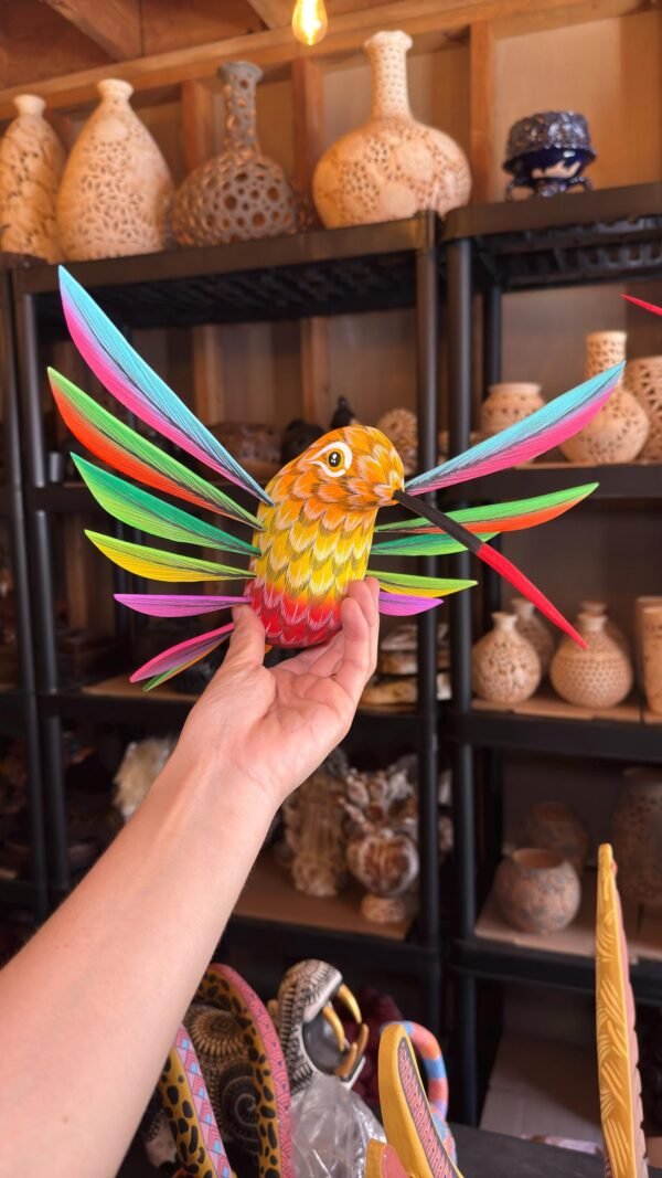 Large Hummingbird Oaxaca Statue Mexican Folk Art Alebrije Sculpture, Wooden  Decoration Figure, Made Of Wood And Carved By Hand 15” Long