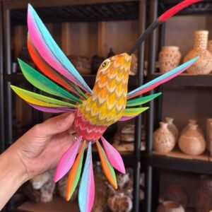 Large Hummingbird Oaxaca Statue Mexican Folk Art Alebrije Sculpture, Wooden  Decoration Figure, Made Of Wood And Carved By Hand 15” Long