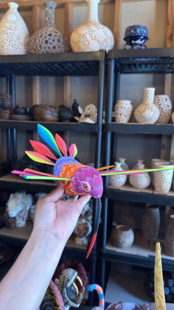 Large Hummingbird Oaxaca Statue Mexican Folk Art Alebrije Sculpture, Wooden  Decoration Figure, Made Of Wood And Carved By Hand 15” Long