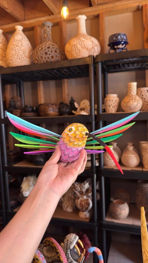Large Hummingbird Oaxaca Statue Mexican Folk Art Alebrije Sculpture, Wooden  Decoration Figure, Made Of Wood And Carved By Hand 15” Long