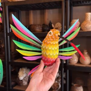 Large Hummingbird Oaxaca Statue Mexican Folk Art Alebrije Sculpture, Wooden  Decoration Figure, Made Of Wood And Carved By Hand 15” Long