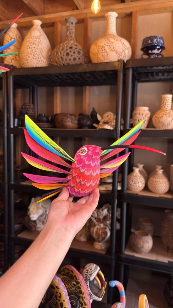 Large Hummingbird Oaxaca Statue Mexican Folk Art Alebrije Sculpture, Wooden  Decoration Figure, Made Of Wood And Carved By Hand 15” Long