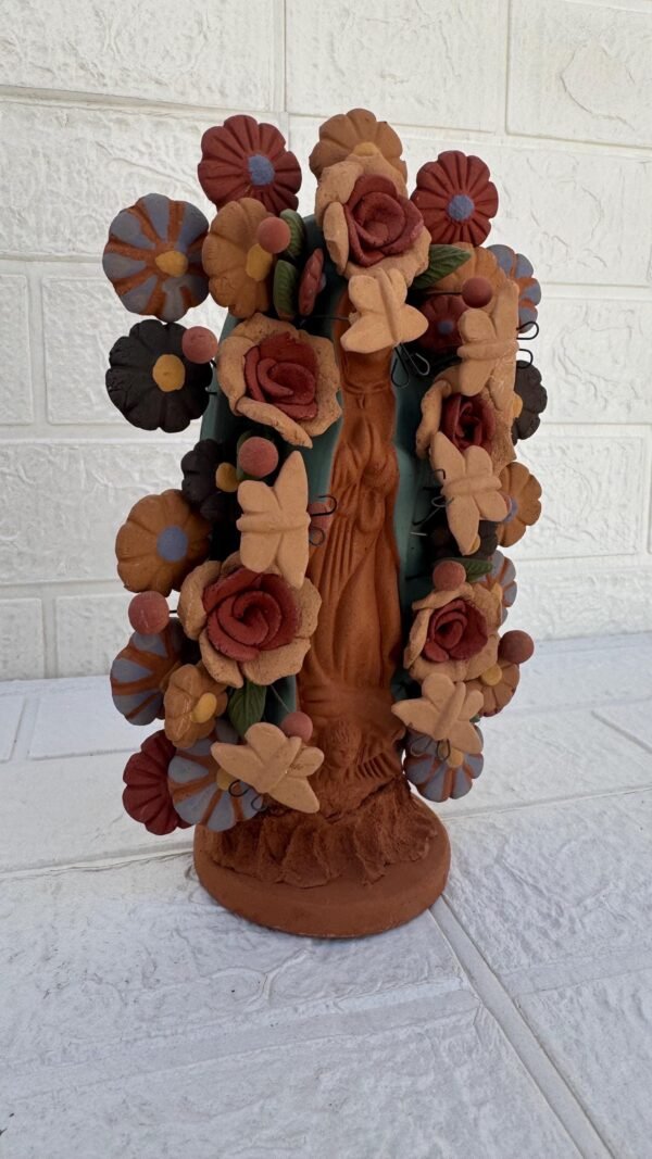 Virgin Mary Handmade Clay Piece, Virgen de Guadalupe  Mexican Decoration, Mary Virgin Sculpture, Metepec Estado de México Virgencita - Image 2