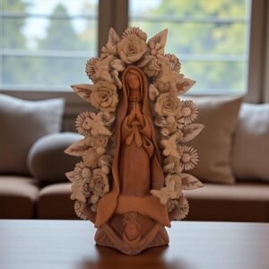 Virgin Mary Handmade Clay Piece, Virgen de Guadalupe  Mexican Decoration, Mary Virgin Sculpture, Metepec Estado de México Virgencita