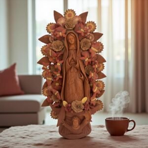 XL Virgin Mary Handmade Clay Piece, Virgen de Guadalupe  Mexican Decoration, Mary Virgin Sculpture,Metepec Estado de México Virgencita 23.7”